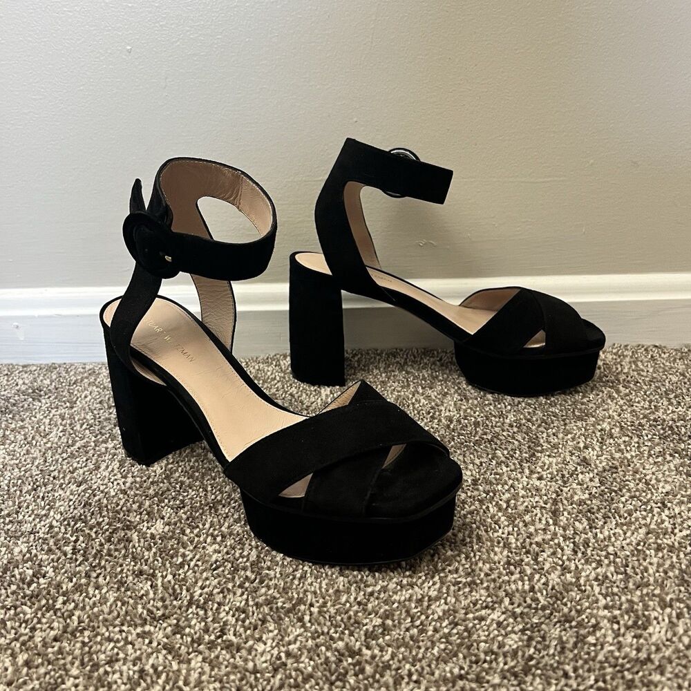 Stuart Weitzman Carmina Platform Block Heel Suede Sandals